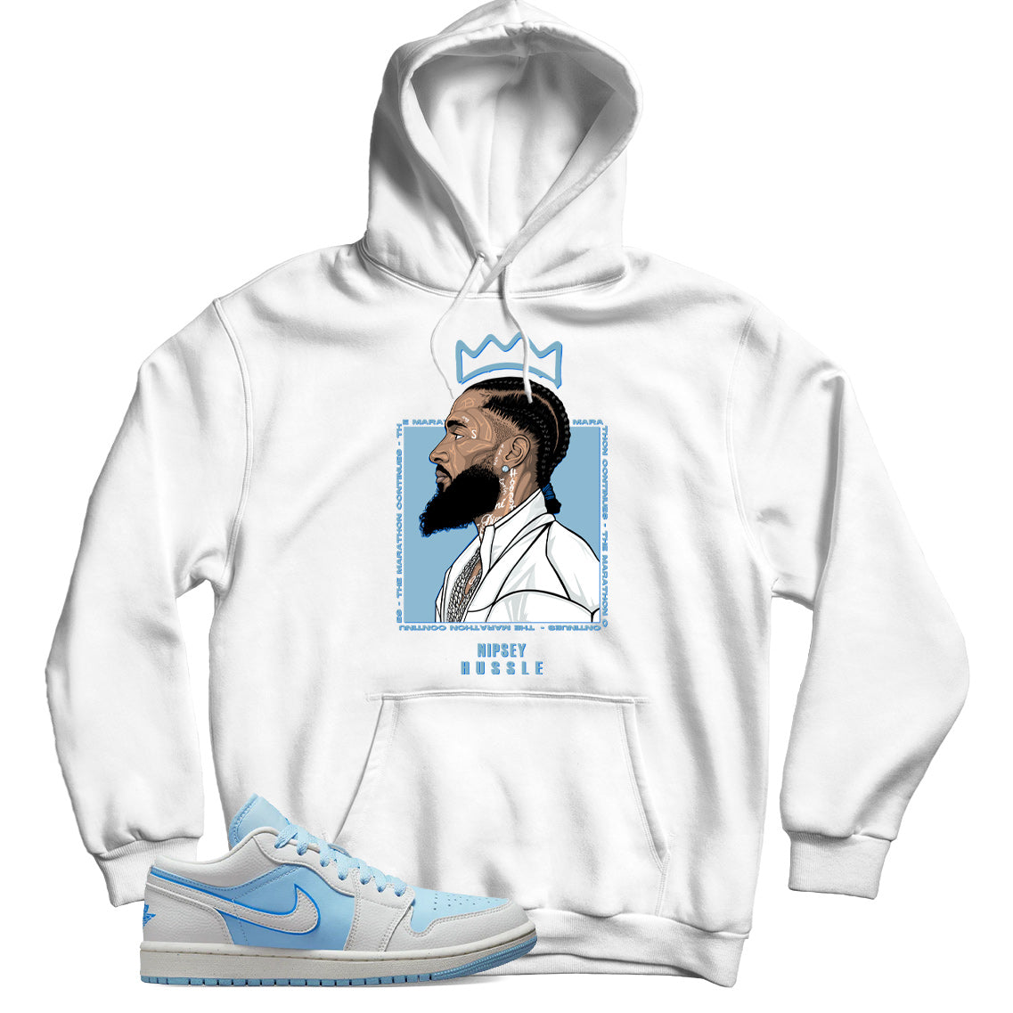 Jordan 1 Low Reverse Ice Blue hoodie