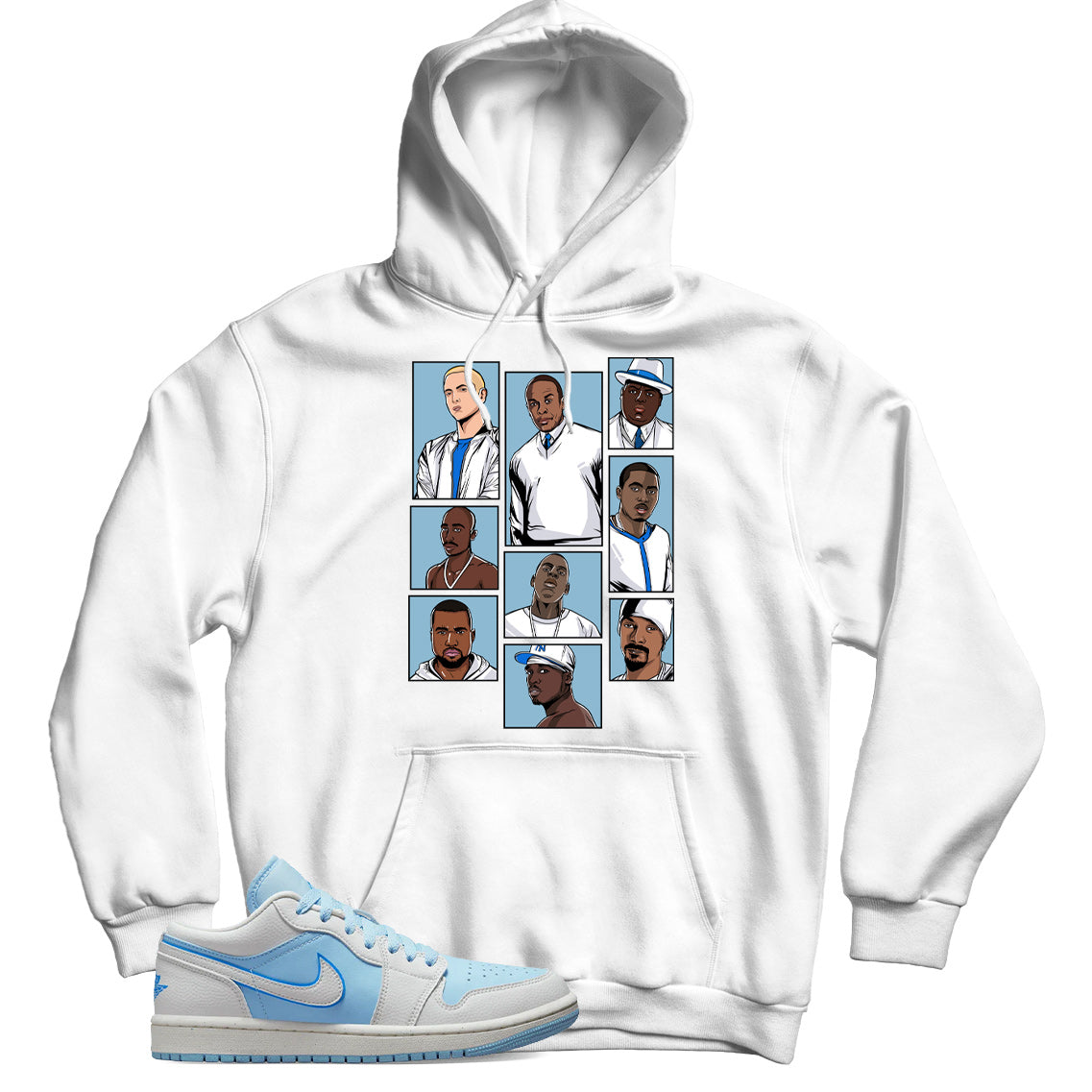 Jordan 1 Low Reverse Ice Blue hoodie