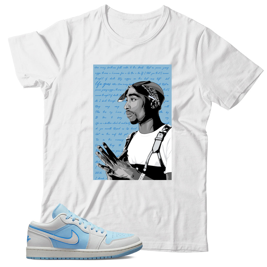 Jordan 1 Low Reverse Ice Blue shirt