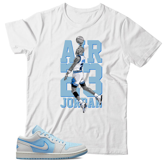 Jordan 1 Low Reverse Ice Blue shirt