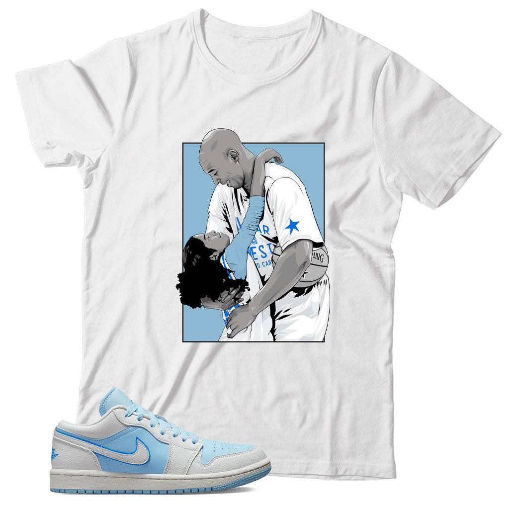 Jordan 1 Low Reverse Ice Blue shirt