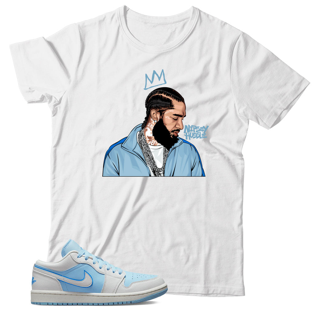 Jordan 1 Low Reverse Ice Blue shirt