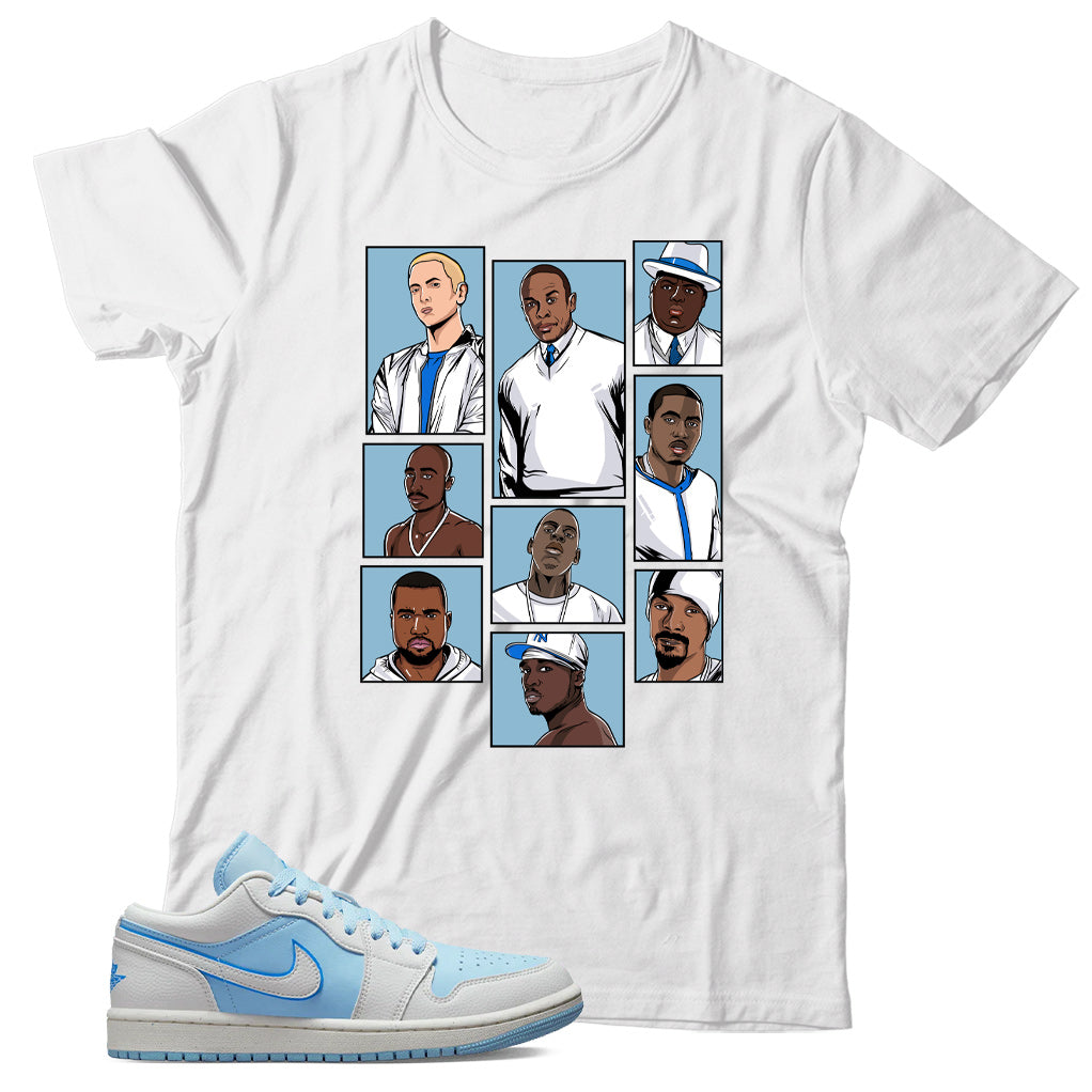 Jordan 1 Low Reverse Ice Blue shirt