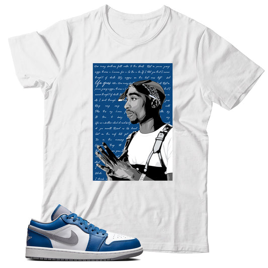 Jordan 1 Low True Blue shirt