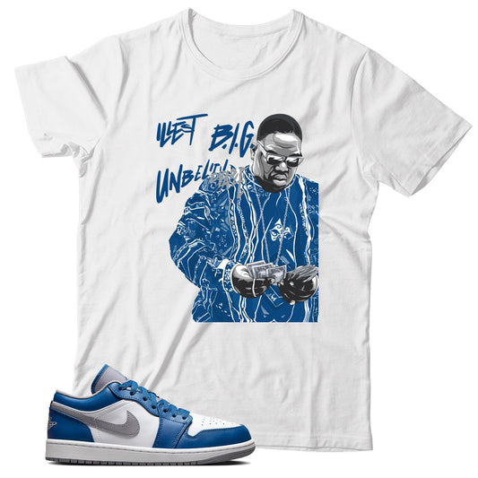 Jordan 1 Low True Blue shirt