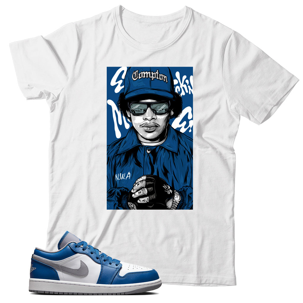 Jordan 1 Low True Blue shirt