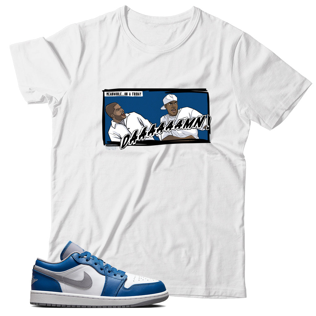 Jordan 1 Low True Blue shirt