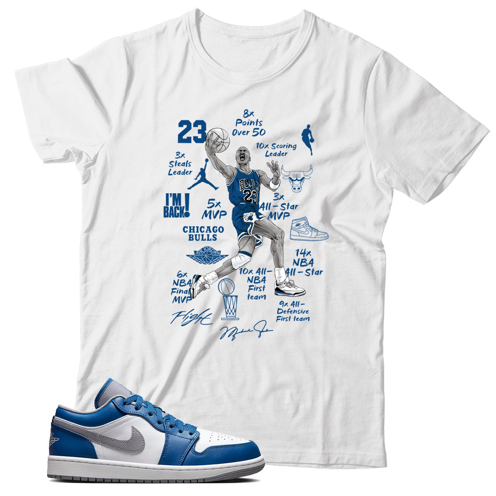 Jordan 1 Low True Blue shirt