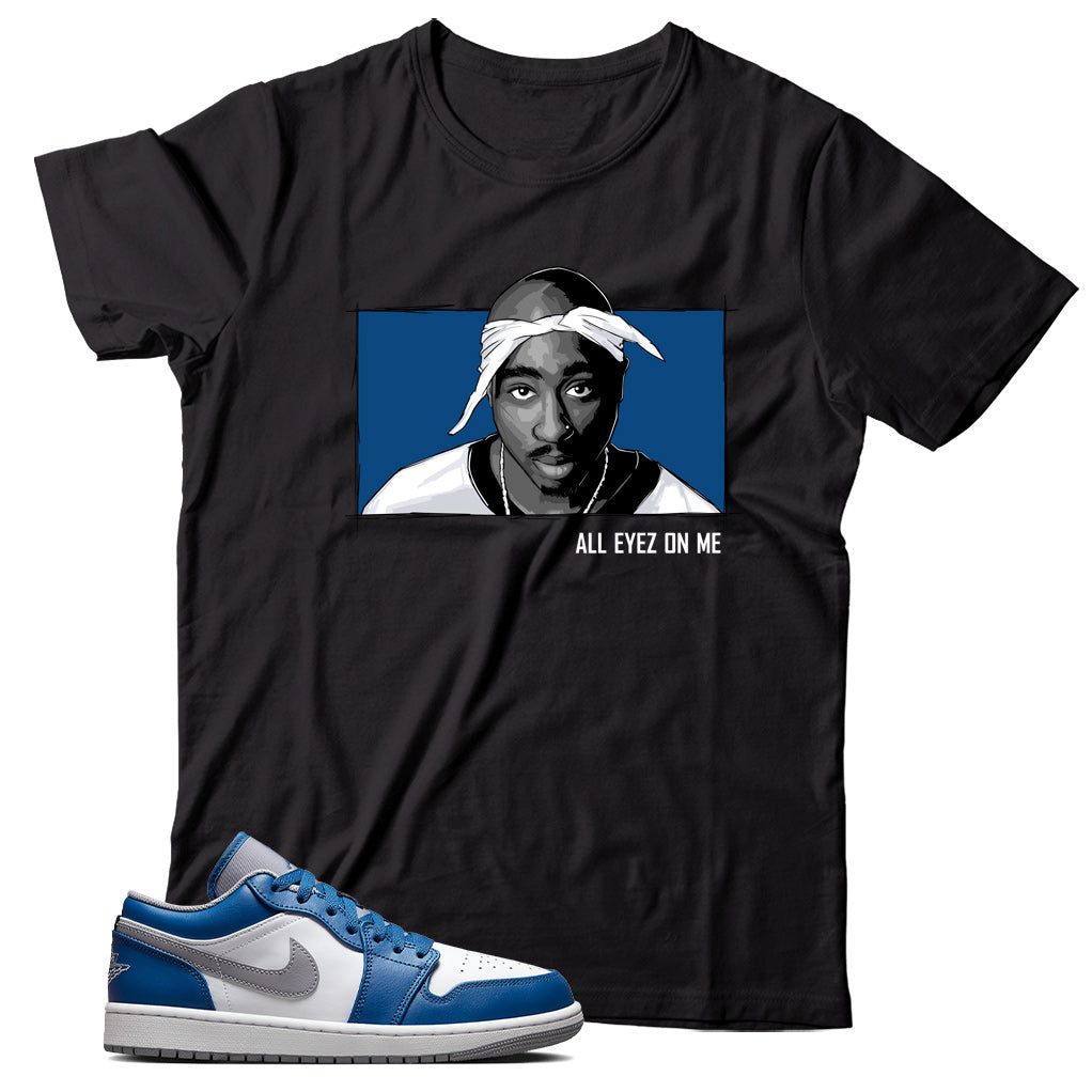 Jordan 1 Low True Blue shirt