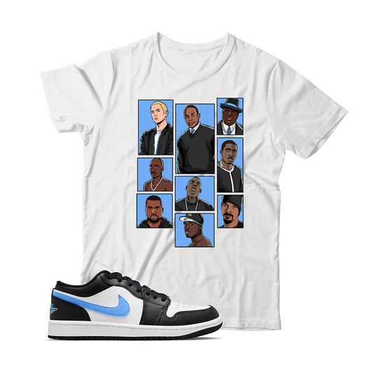 Rap T-Shirt Match Jordan 1 Low University Blue (White)