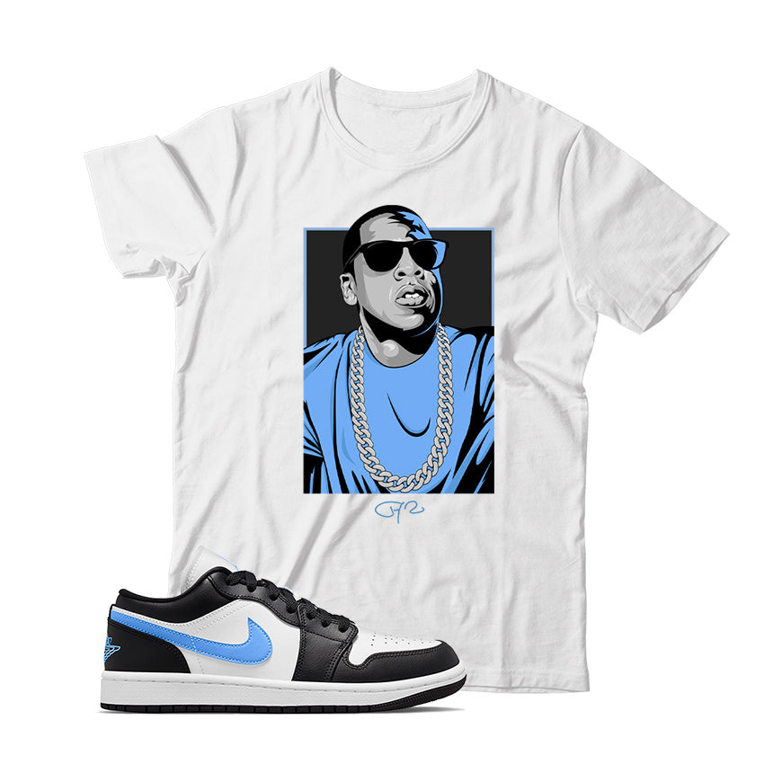 JZ(2) T-Shirt Match Jordan 1 Low University Blue (White)