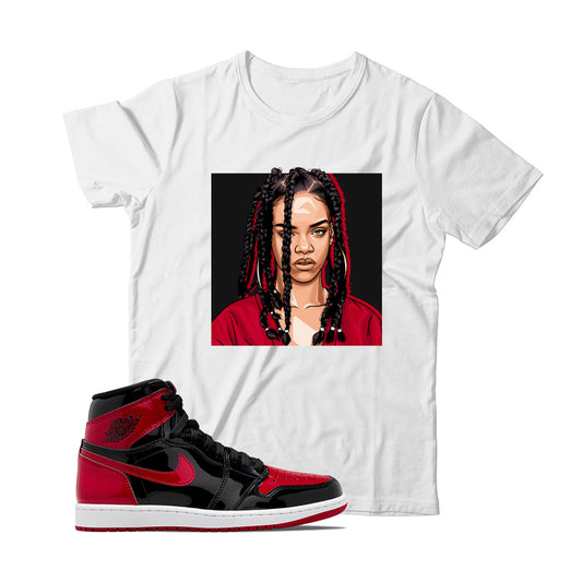 Riri T-Shirt Match Jordan 1 Patent Bred (White)