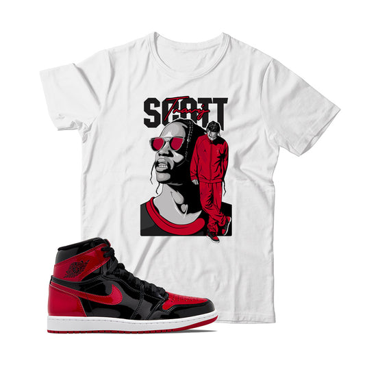 Travis(3) T-Shirt Match Jordan 1 Patent Bred (White)