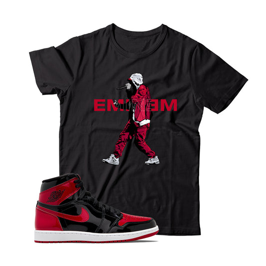 Em T-Shirt Match Jordan 1 Patent Bred (Black)