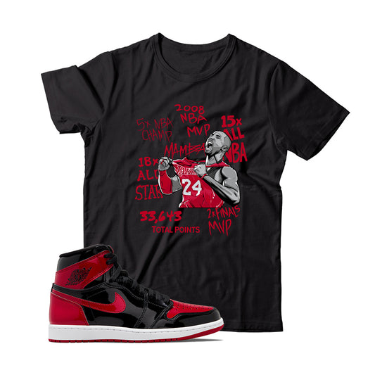 KB T-Shirt Match Jordan 1 Patent Bred (Black)