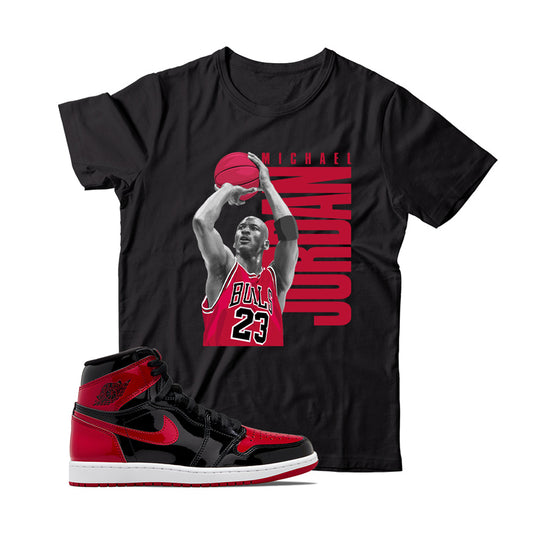 MJ(6) T-Shirt Match Jordan 1 Patent Bred (Black)