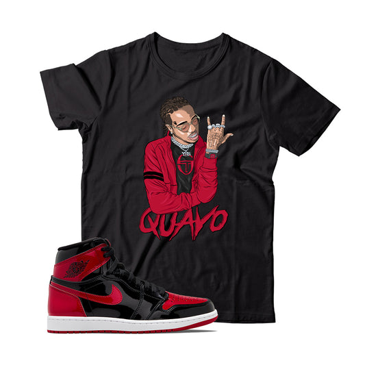 Quavo T-Shirt Match Jordan 1 Patent Bred (Black)