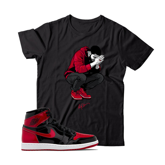 Drizzy T-Shirt Match Jordan 1 Patent Bred (Black)