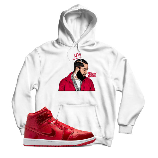 Nipsey Hoodie Match Jordan 1 Pomegranate (White)