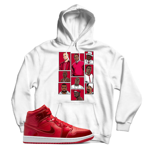 Rap Hoodie Match Jordan 1 Pomegranate (White)