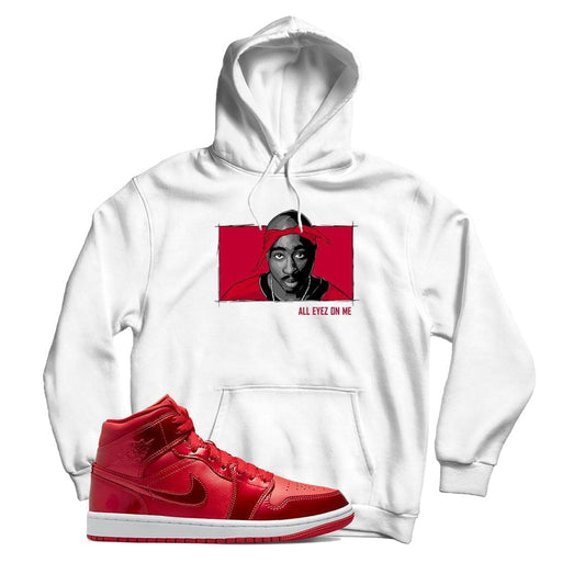 2 Pac Hoodie Match Jordan 1 Pomegranate (White)