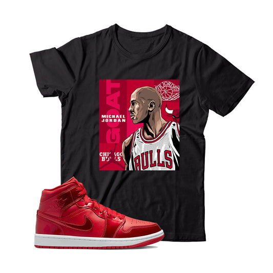 MJ(5) T-Shirt Match Jordan 1 Pomegranate (Black)
