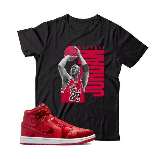 MJ(6) T-Shirt Match Jordan 1 Pomegranate (Black)