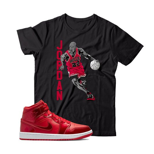 MJ(7) T-Shirt Match Jordan 1 Pomegranate (Black)