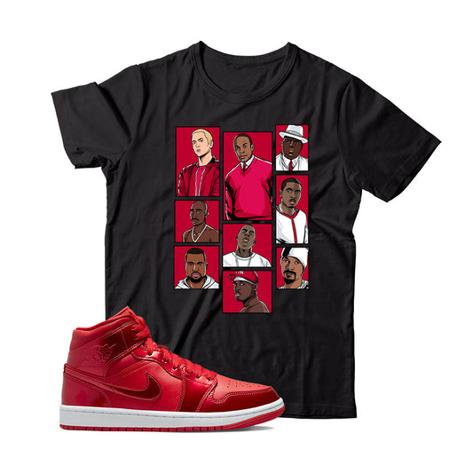 Rap T-Shirt Match Jordan 1 Pomegranate (Black)