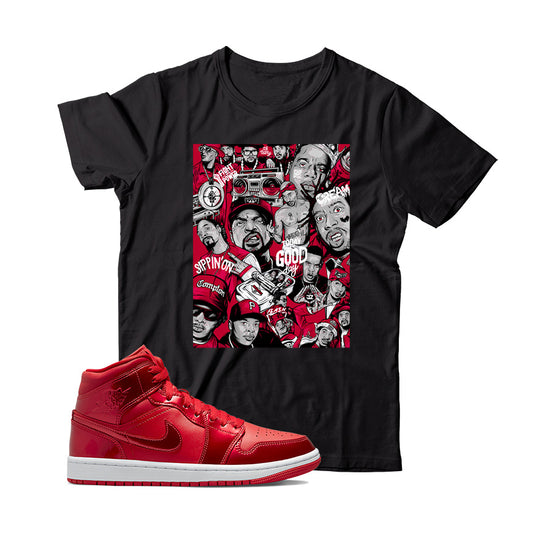Rap(2) T-Shirt Match Jordan 1 Pomegranate (Black)