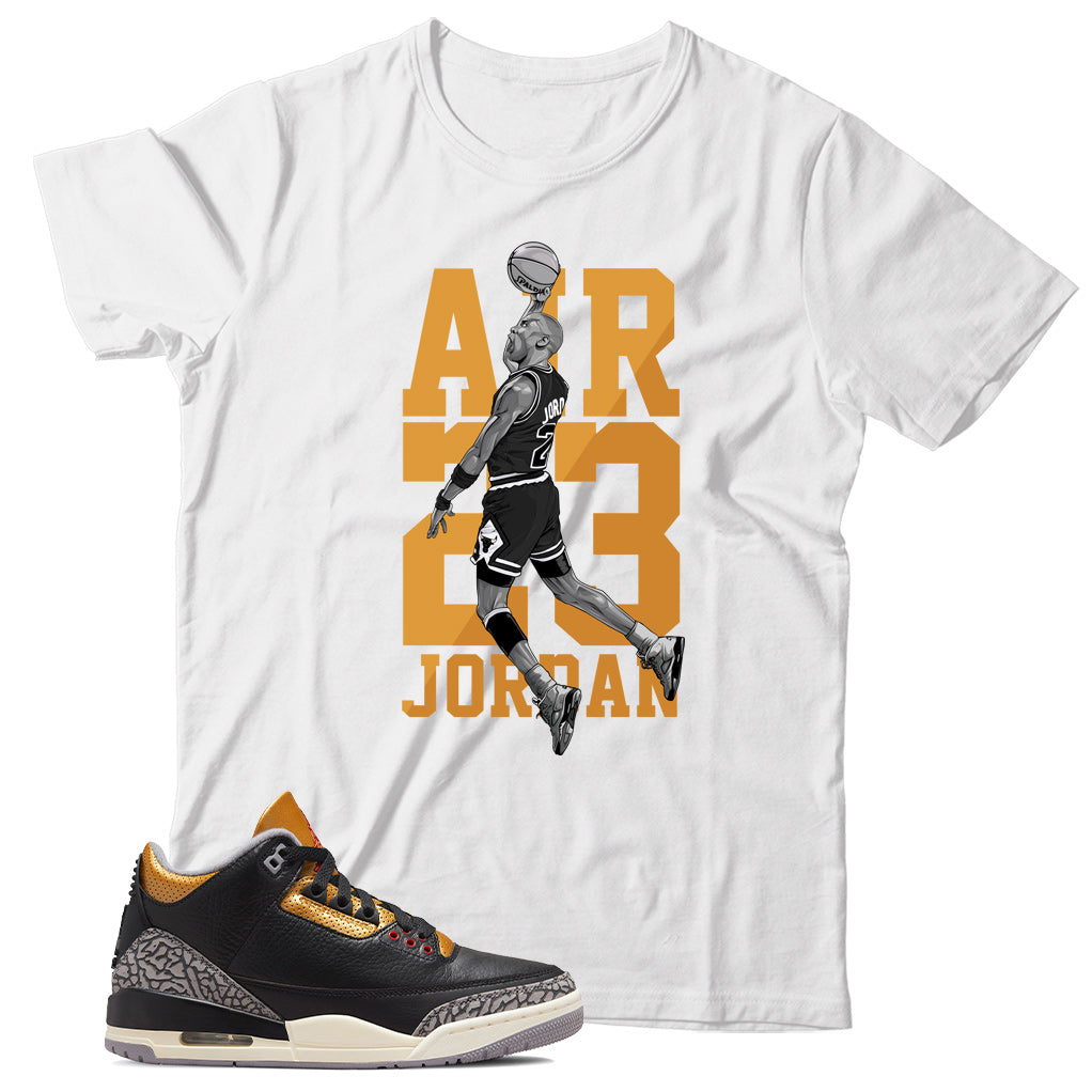 Jordan 3 Black Cement Gold shirt