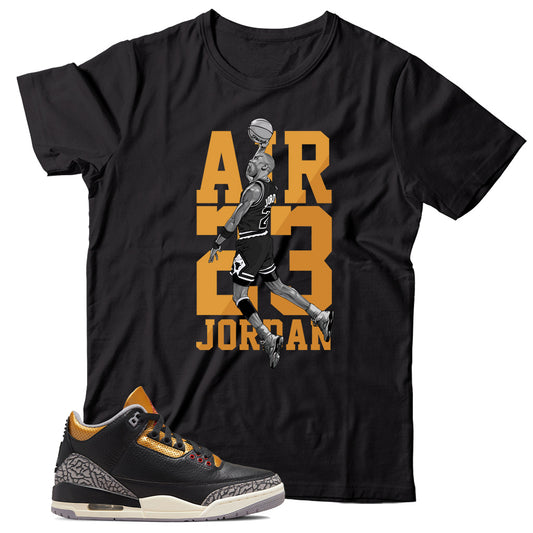 Jordan 3 Black Cement Gold shirt
