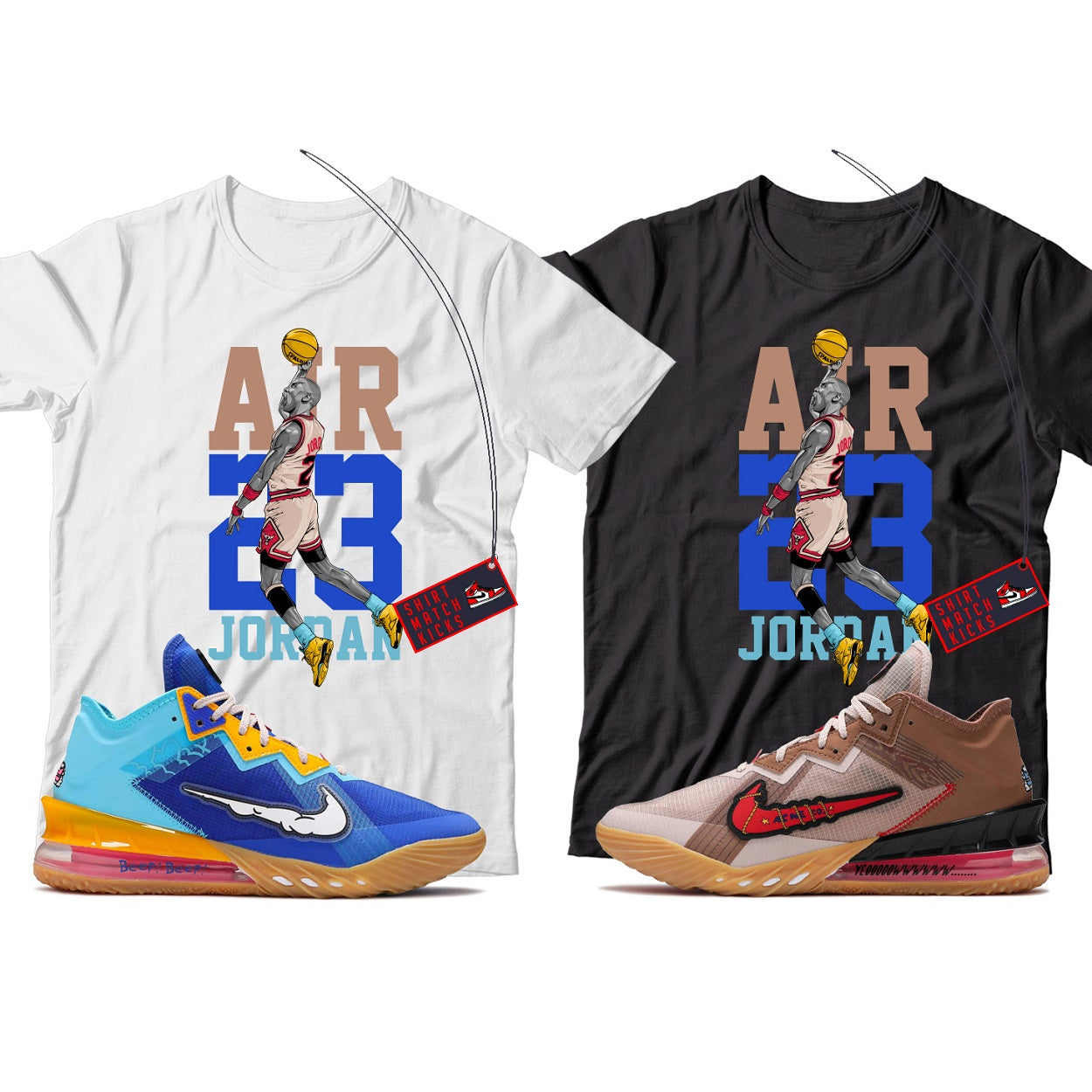 MJ T-Shirt Match Lebron 18 Low Wile E. vs Roadrunner Space Jam