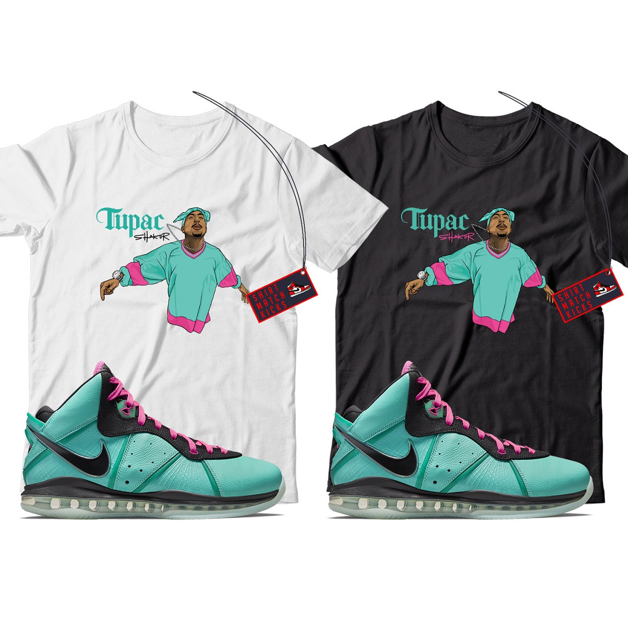 2 Pac(3) T-Shirt Match LeBron 8 South Beach