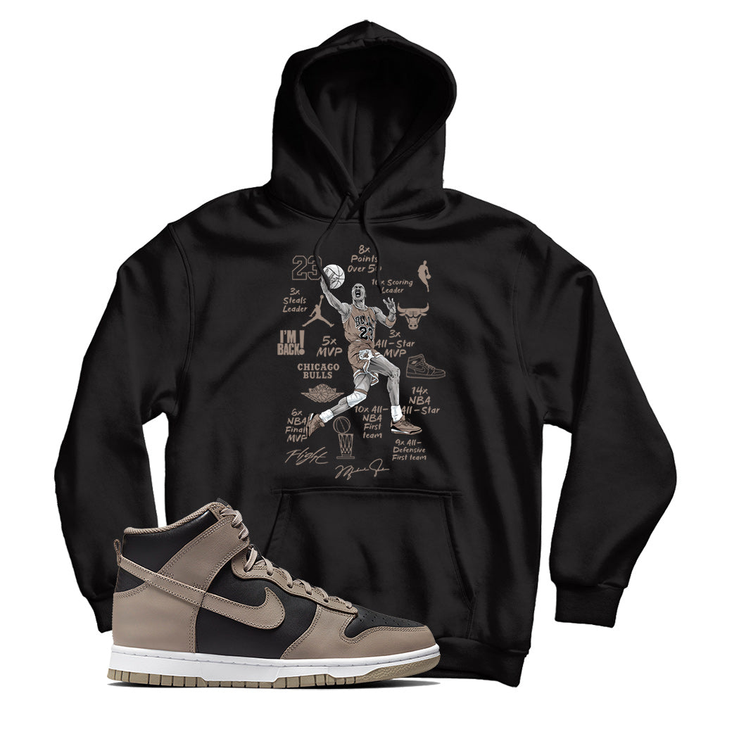 MJ(2) Hoodie Match Nike Dunk High Moon Fossil ((Black)