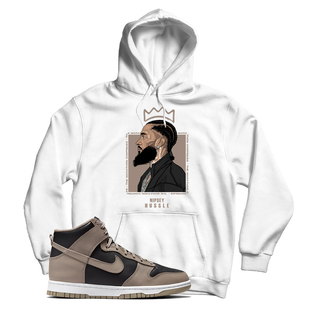 Nipsey(2) Hoodie Match Nike Dunk High Moon Fossil (White)