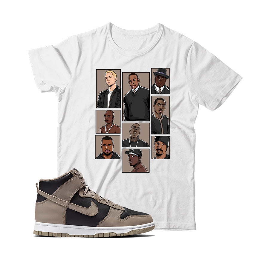 Rap T-Shirt Match Nike Dunk High Moon Fossil (White)