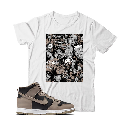 Rap(2) T-Shirt Match Nike Dunk High Moon Fossil (White)