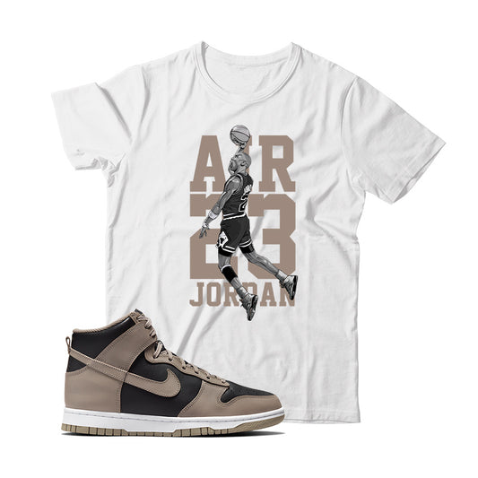 MJ T-Shirt Match Nike Dunk High Moon Fossil (White)