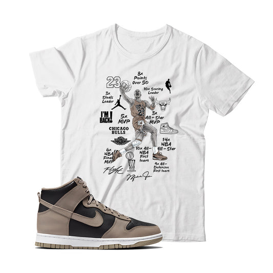 MJ(2) T-Shirt Match Nike Dunk High Moon Fossil (White)