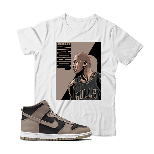 MJ(3) T-Shirt Match Nike Dunk High Moon Fossil (White)