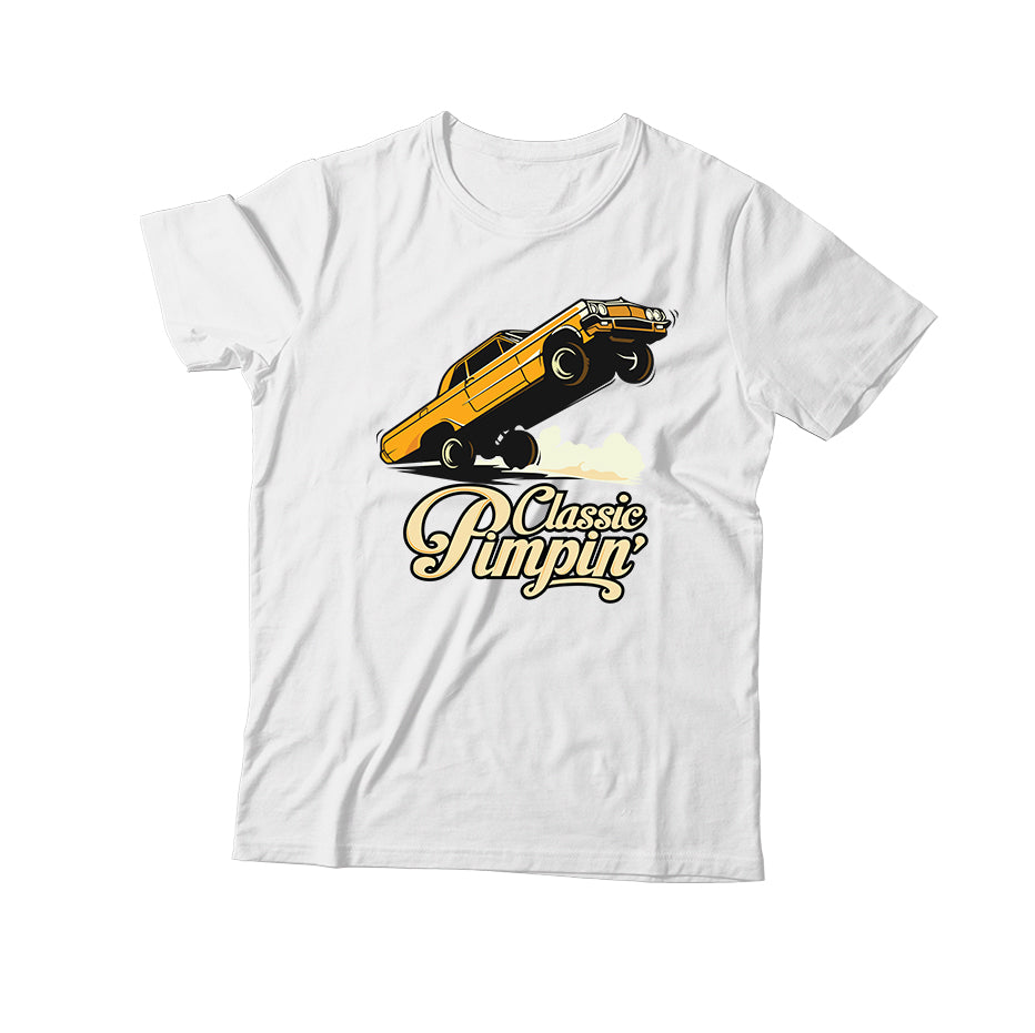 Lowrider Car Short Sleeve Crewneck T-Shirt - White/Black