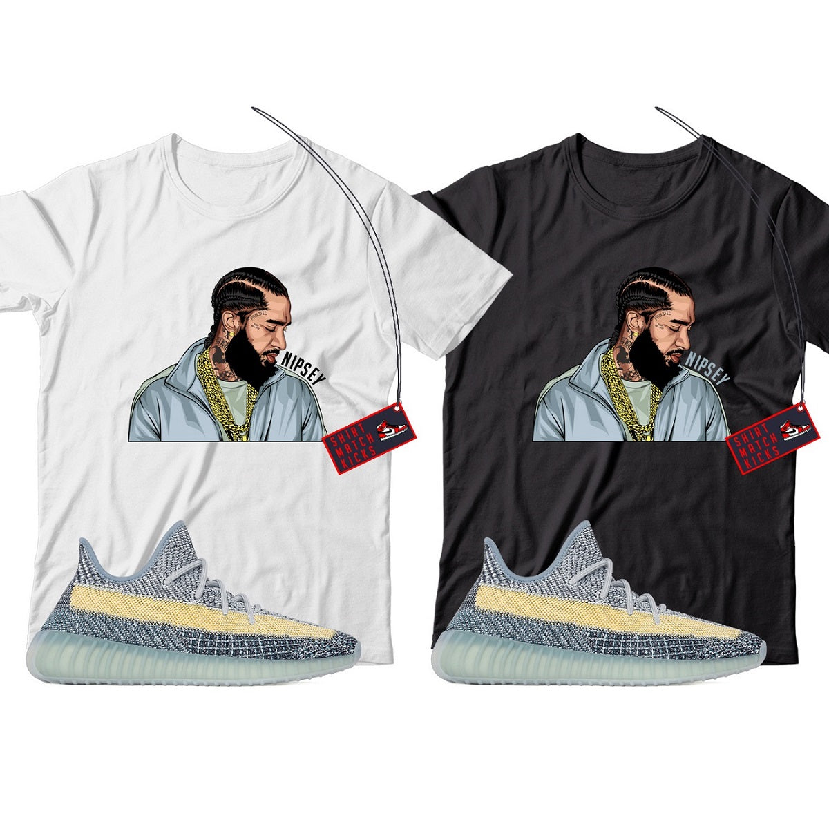 Nipsey T-Shirt Match Yeezy 350 Ash Blue