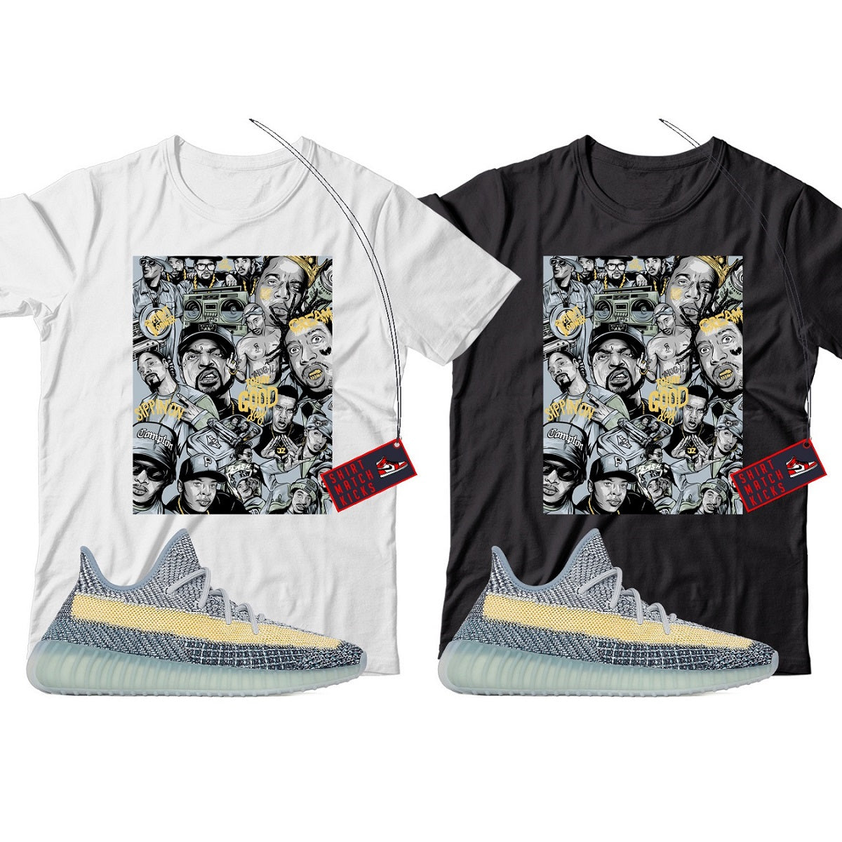 Rap(2) T-Shirt Match Yeezy 350 Ash Blue