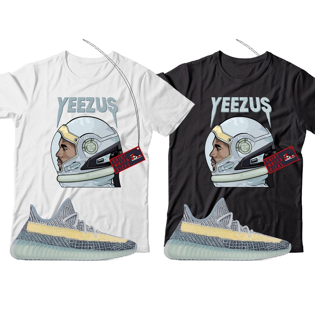 Kanye(3) T-Shirt Match Yeezy 350 Ash Blue