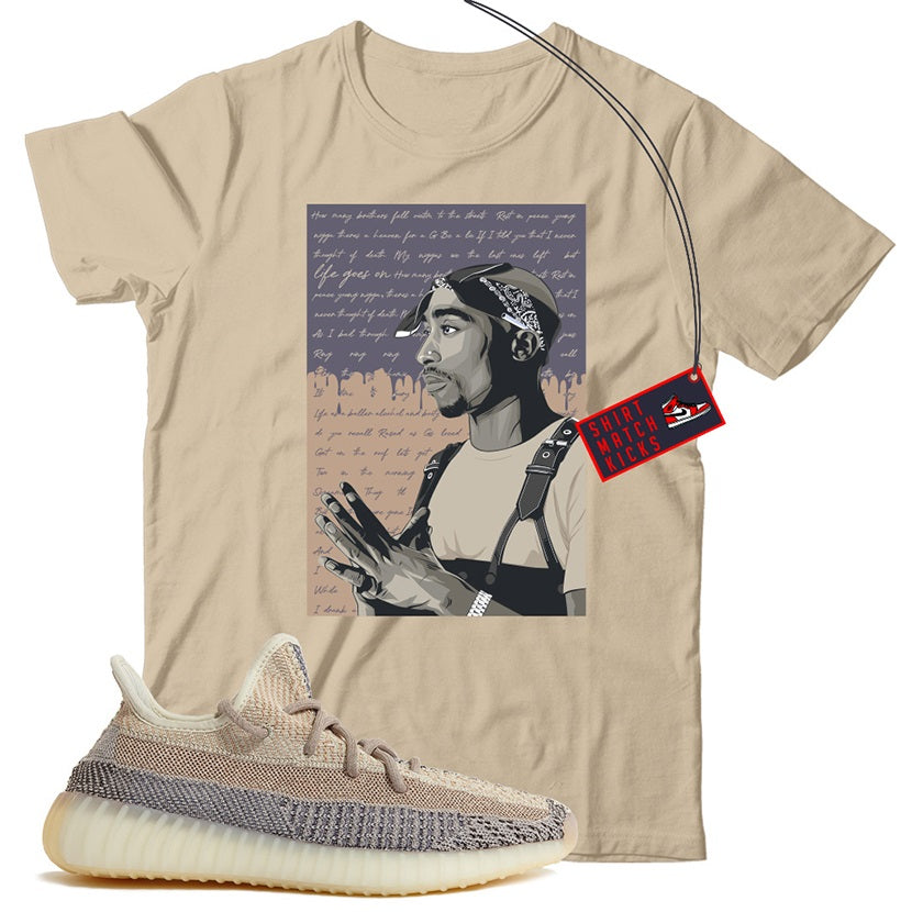 2 Pac T-Shirt Match Yeezy 350 Ash Pearl