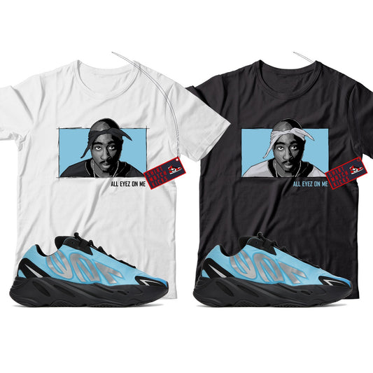 2 Pac T-Shirt Match Yeezy 700 Bright Cyan