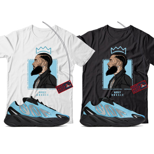 Nipsey(2) T-Shirt Match Yeezy 700 Bright Cyan