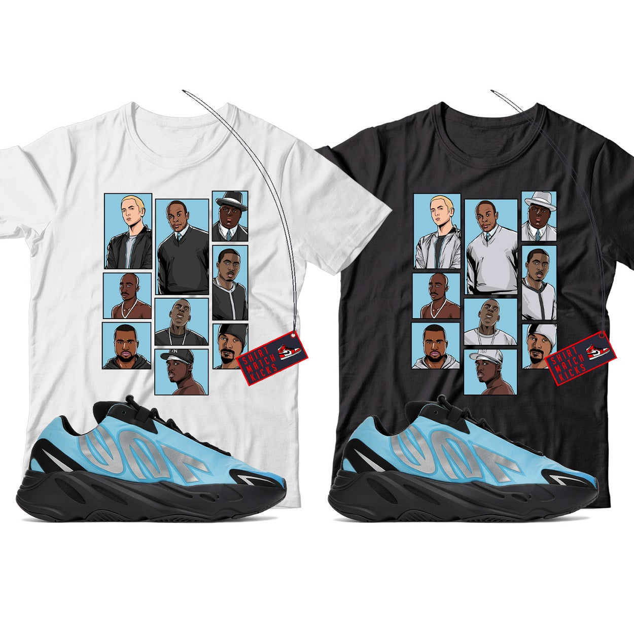 Rap T-Shirt Match Yeezy 700 Bright Cyan