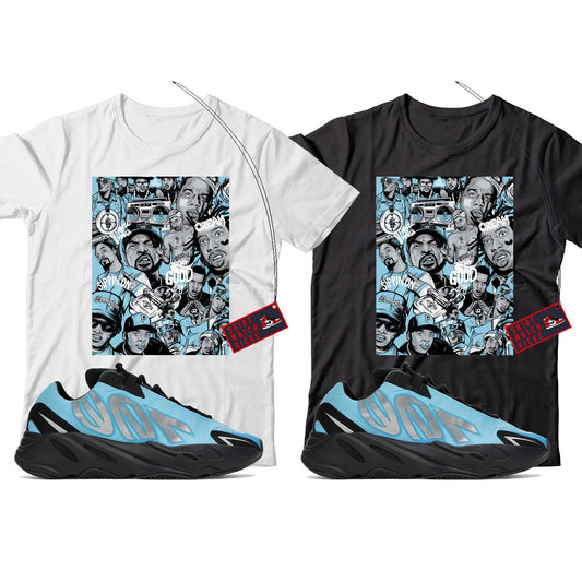 Rap(2) T-Shirt Match Yeezy 700 Bright Cyan